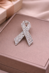 Ribbon Crystal Brooch - Silver