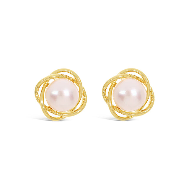 Earrings - Gold Pearl Flower