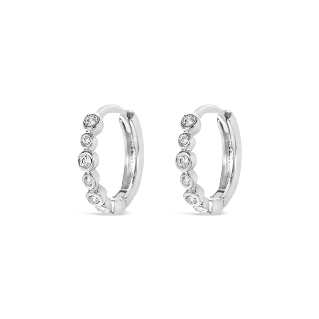 Earrings - Silver Round Crystal Hoop
