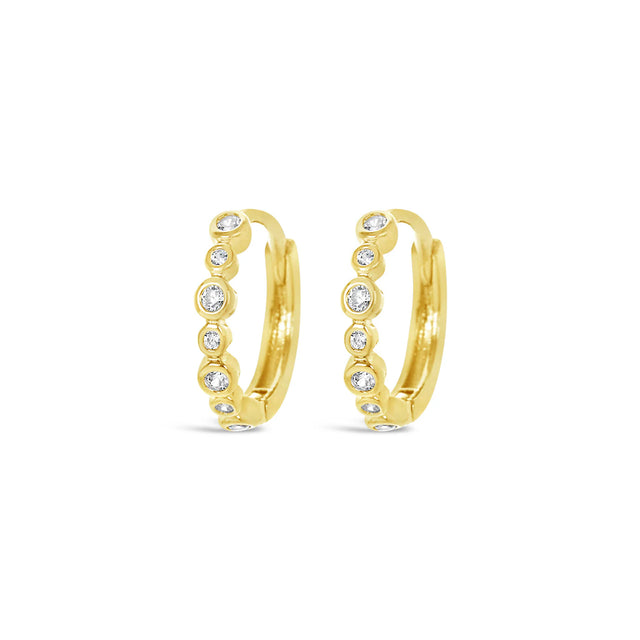 Earrings - Gold Round Crystal Hoop