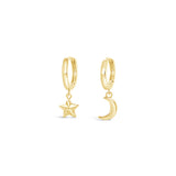 Earrings - Gold Drop Star & Moon