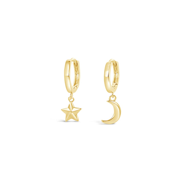 Earrings - Gold Drop Star & Moon