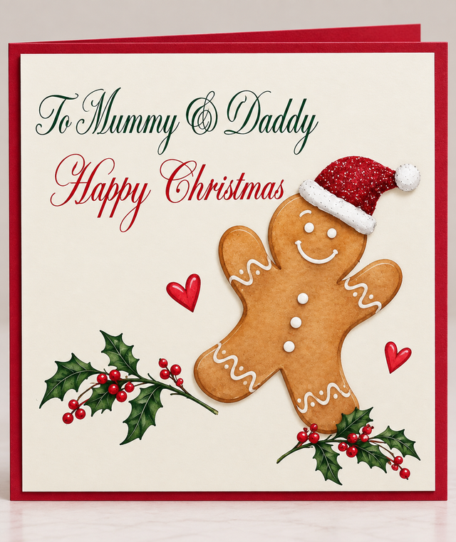 Mummy & Daddy Gingerbread Christmas Card