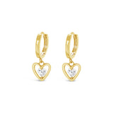 Earrings - Gold Crystal Heart Drop