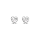 Earrings - Silver Crystal Heart Stud