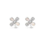 Earrings - Silver Oyster Crystal Clover
