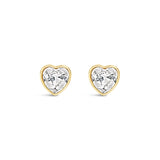 Earrings - Gold Crystal Heart Stud