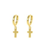 Earrings - Gold Hanging Cross