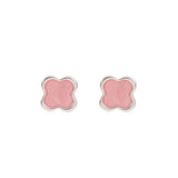 Earrings - Pink & Silver Clover