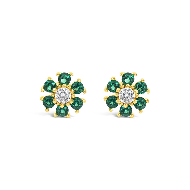 Earrings - Emerald Crystal Flower