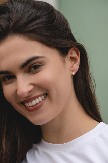 Earrings - Small Gold Crystal Clover