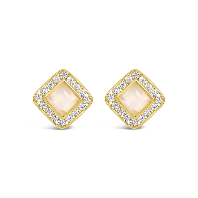 Earrings - Gold Oyster Square
