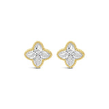 Earrings - Gold & Crystal Clover