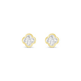 Earrings - Small Gold Crystal Clover