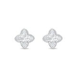 Earrings - Silver & Crystal Clover