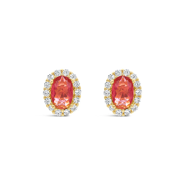 Earrings - Red Oval Crystal