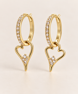 Miss Dee CZ Hoops with Hanging Heart  - Gold