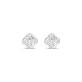 Earrings - Small Silver Crystal Clover