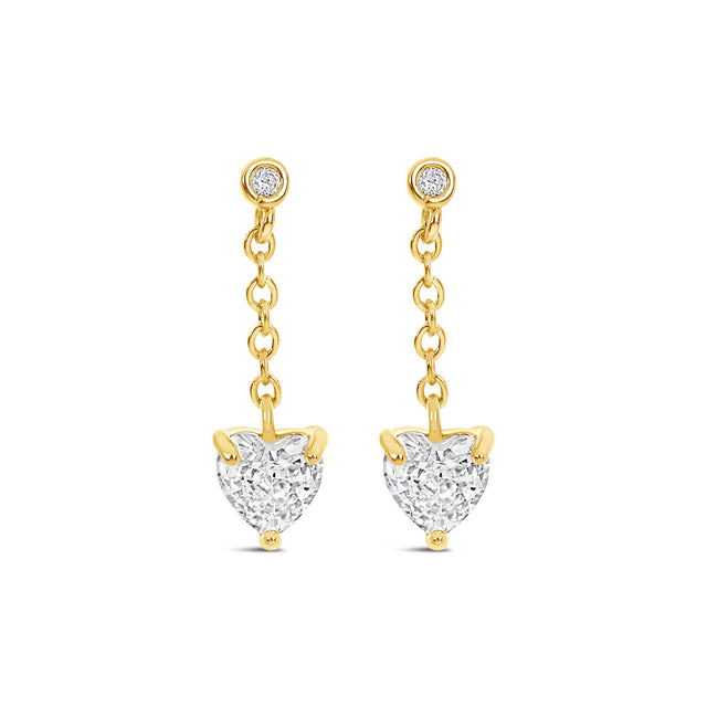 Earrings - Gold Drop Crystal Heart