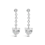 Earrings - Silver Drop Crystal Heart