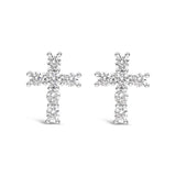Earrings - Silver Crystal Cross