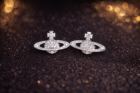 Saturn Orb Crown Earrings - Silver