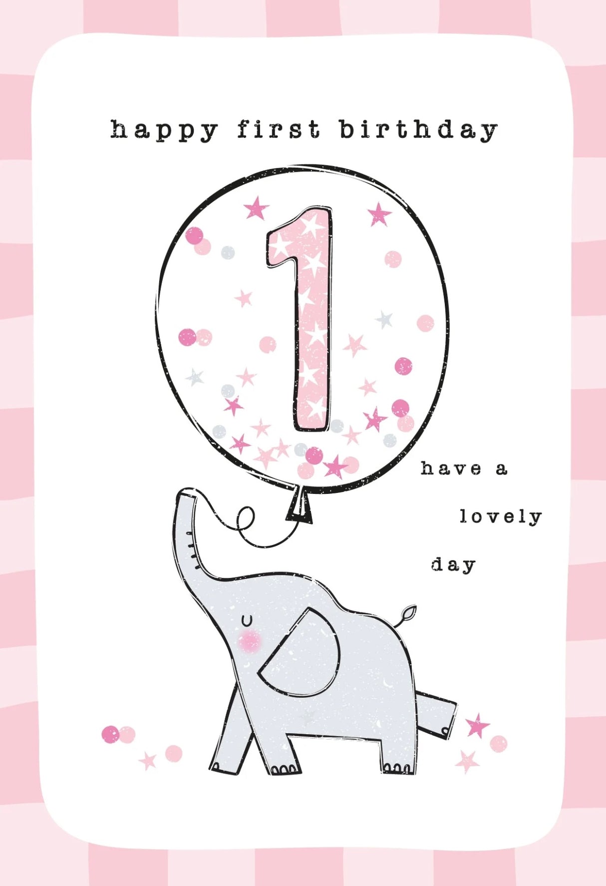 Belly Button Giftware Pink 1st Birthday Card - Elephant