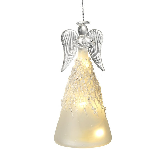 Light Up Glass Angel Tree Decoration