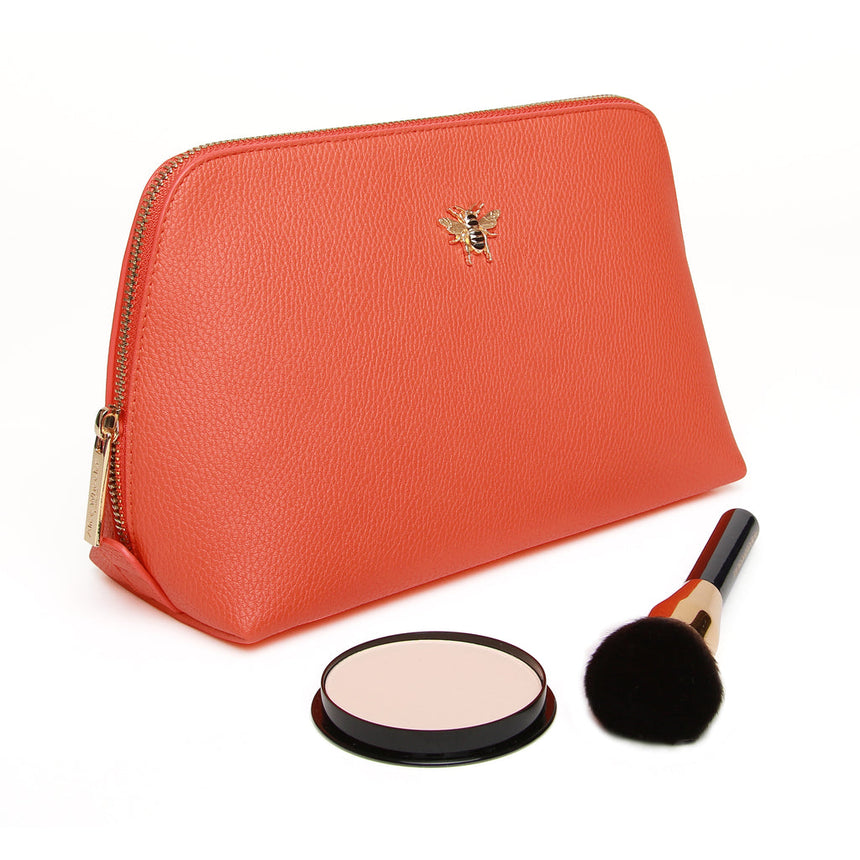 Alice Wheeler Orange Makeup Bag - Large