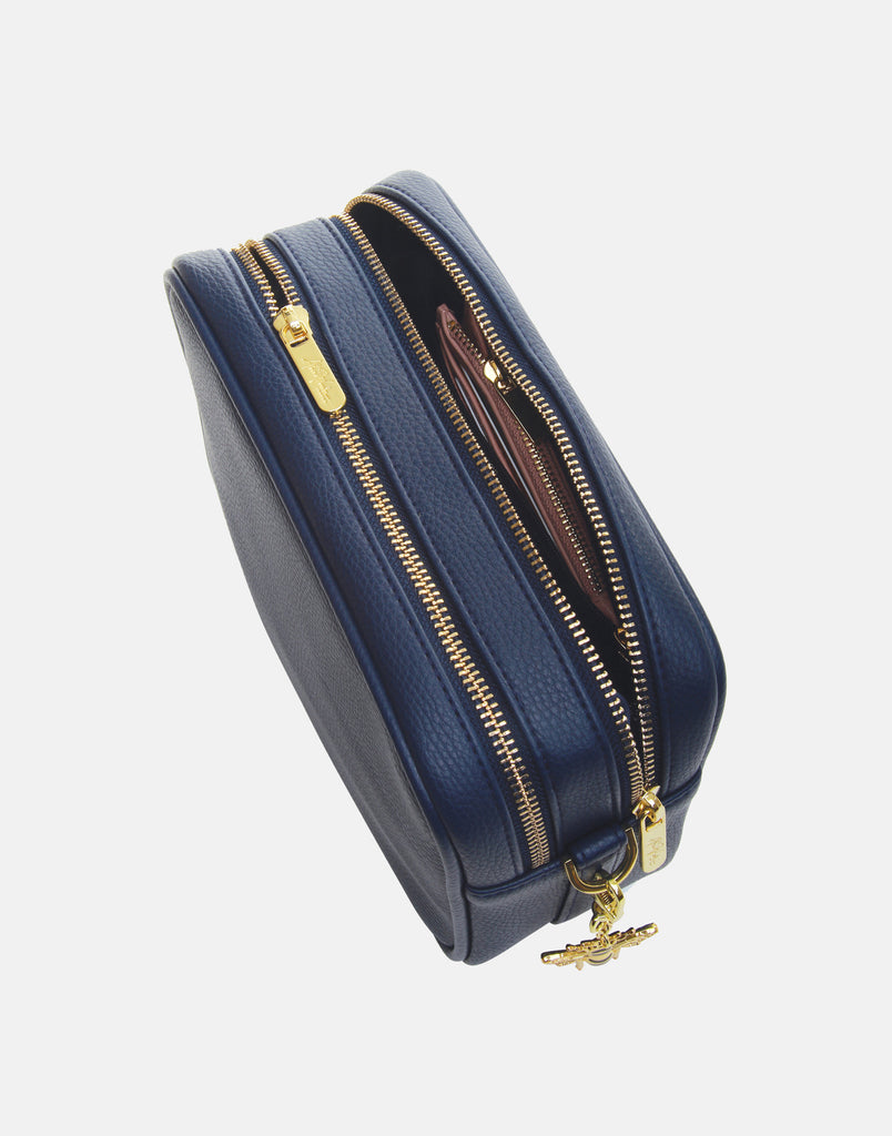 Alice Wheeler Navy Double Zip Crossbody Bag