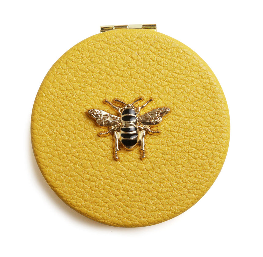 Alice Wheeler Circle Compact Mirror Mustard