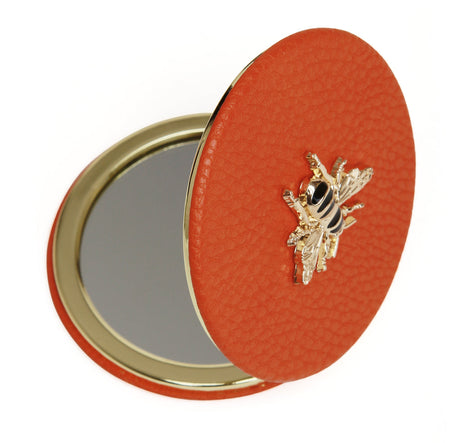 Alice Wheeler Orange Round Compact Mirror