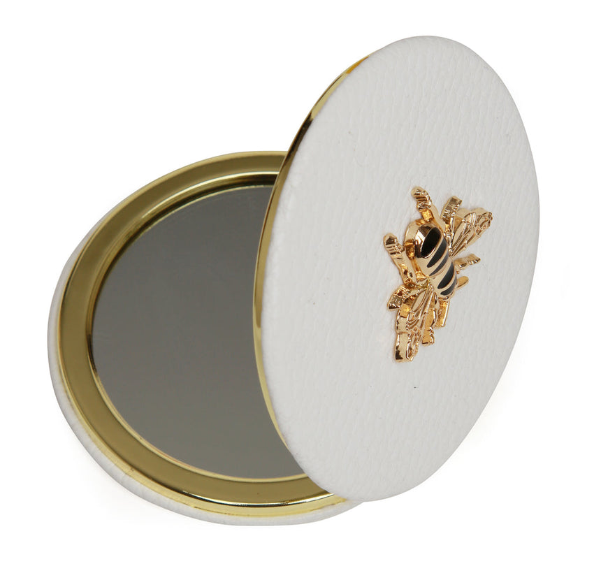 Alice Wheeler White Round Compact Mirror