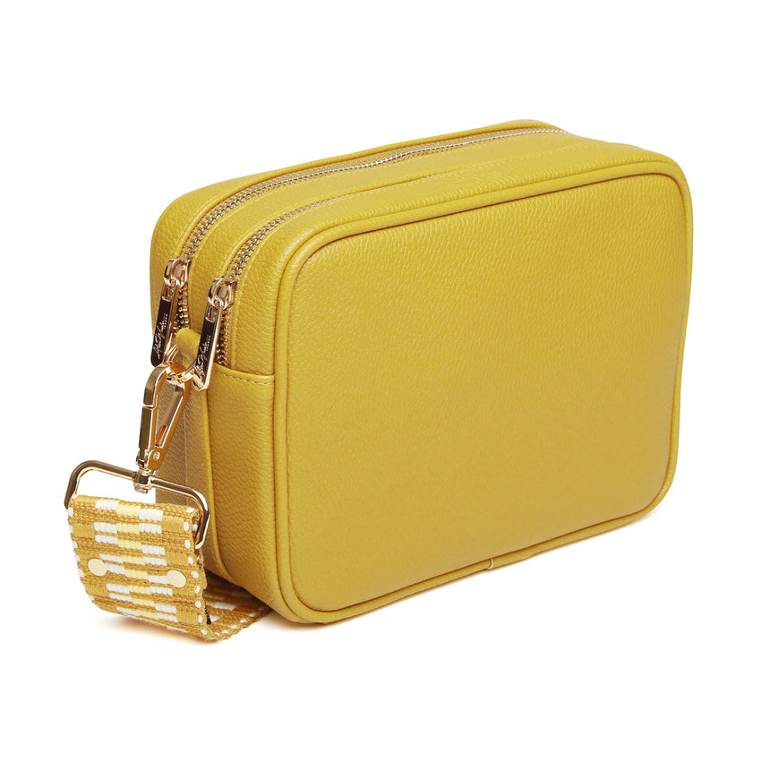 Alice Wheeler Mustard Double Zip Camera Crossbody Bag