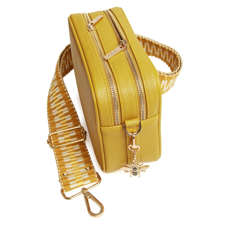 Alice Wheeler Mustard Double Zip Camera Crossbody Bag