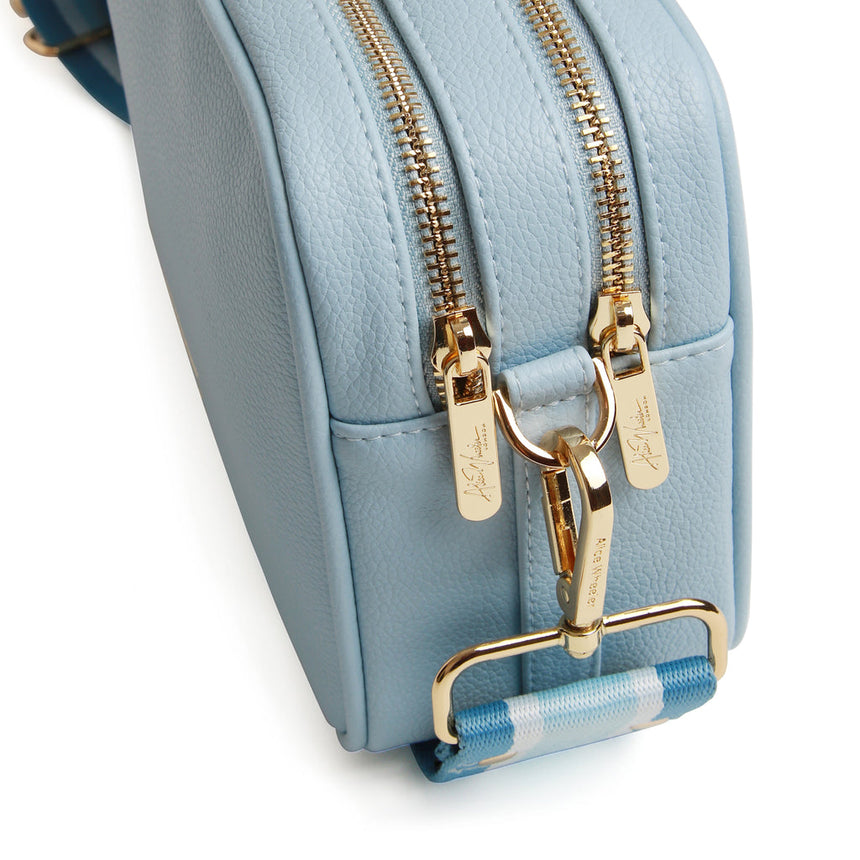 Alice Wheeler Pastel Blue Double Zip Camera Crossbody Bag