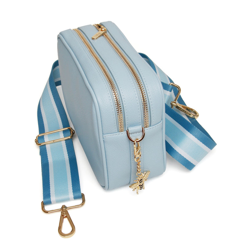 Alice Wheeler Pastel Blue Double Zip Camera Crossbody Bag