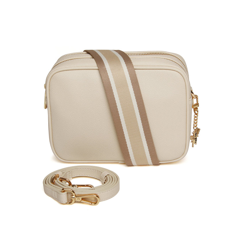 Alice Wheeler Cream Double Zip Crossbody Bag