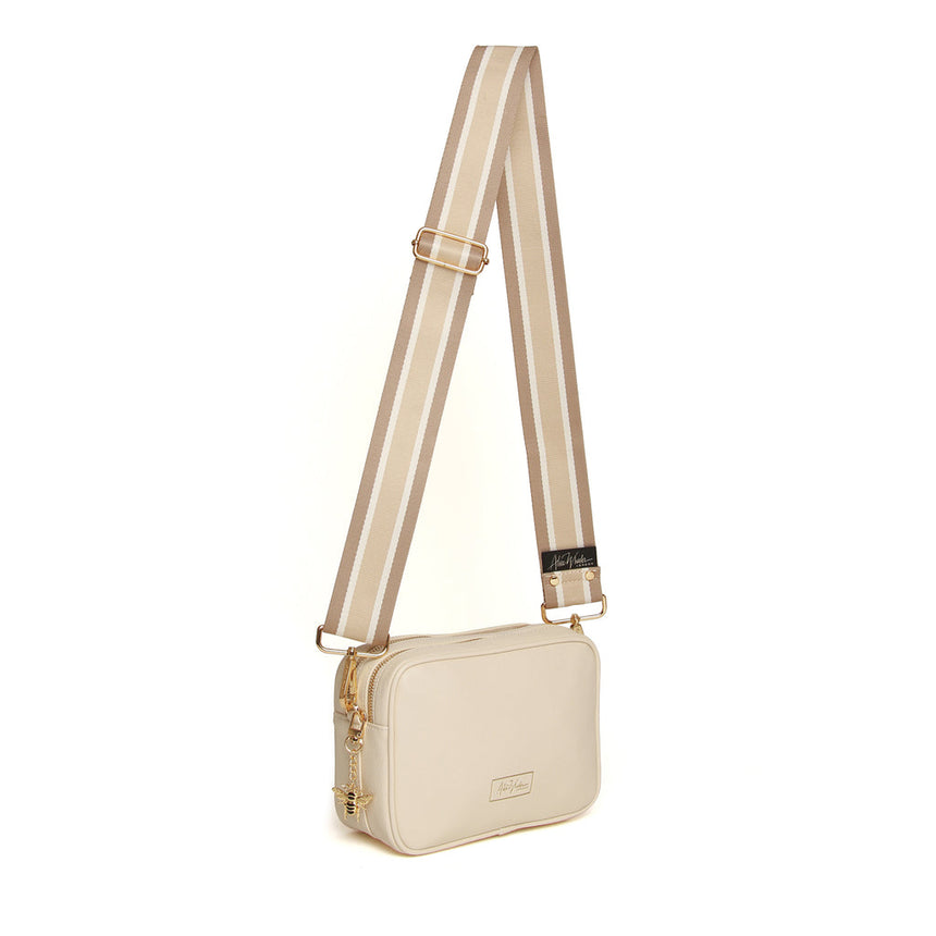 Alice Wheeler Cream Double Zip Crossbody Bag