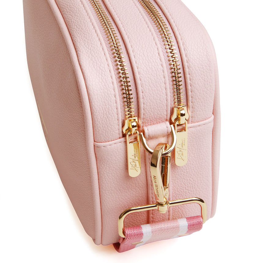 Alice Wheeler Pastel Pink Double Zip Camera Crossbody Bag