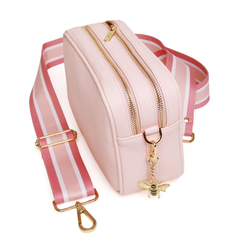 Alice Wheeler Pastel Pink Double Zip Camera Crossbody Bag