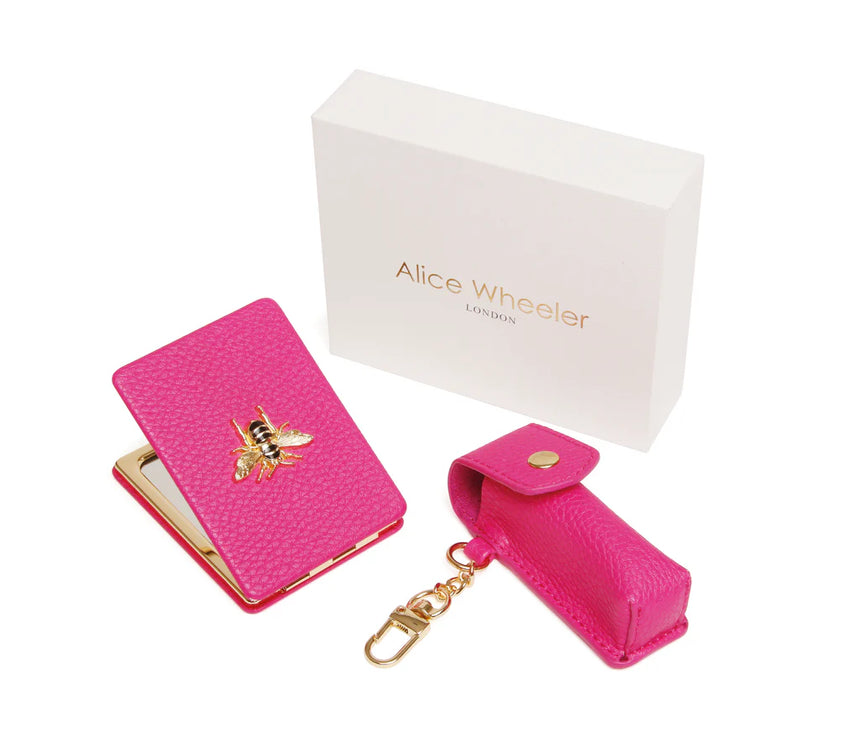 Alice Wheeler Hot Pink Compact & Lipstick Holder