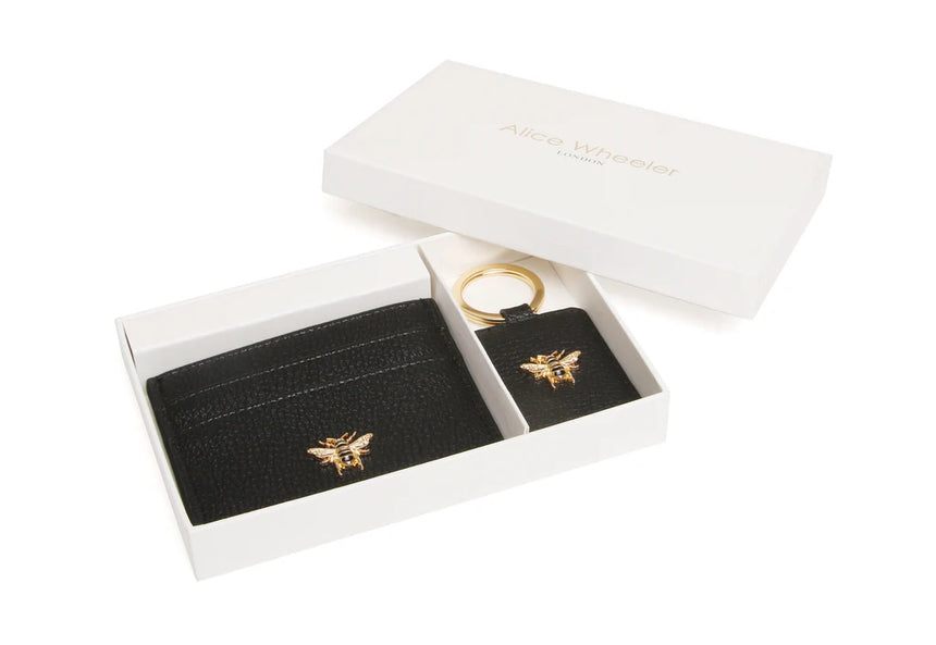 Alice Wheeler Stone Black Bow Card Holder & Keyring