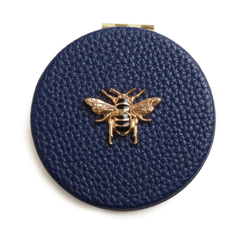 Alice Wheeler Navy Round Compact Mirror