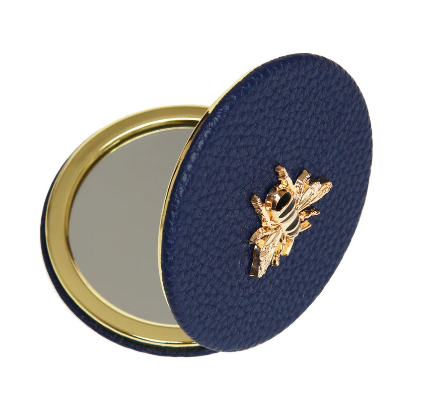 Alice Wheeler Navy Round Compact Mirror