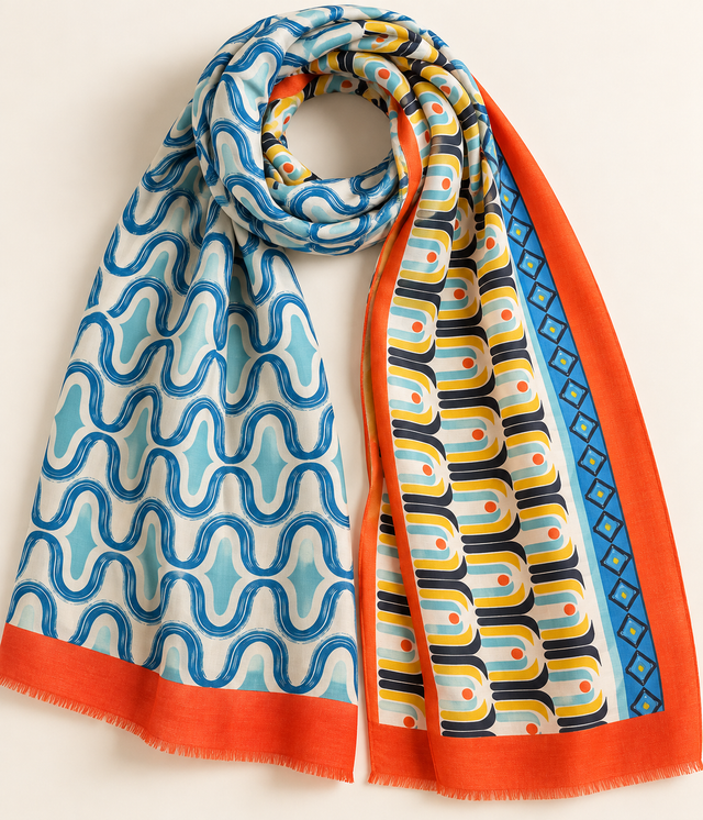 Aztec multi coloured silky scarf