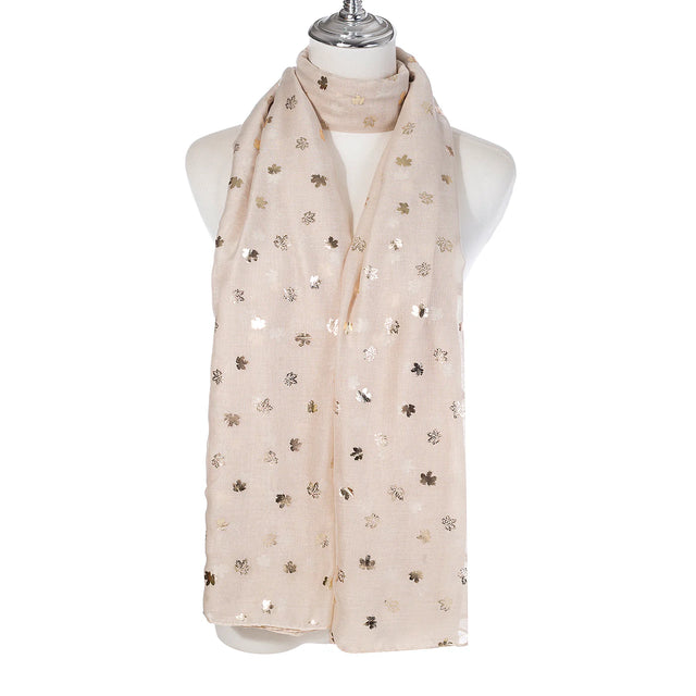 Beige with Foil Detail Scarf