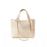 Large Gold Tote Bag with Chain Detail