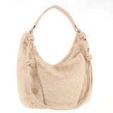 Faux Fur Extendable Shoulder Bag - Cream