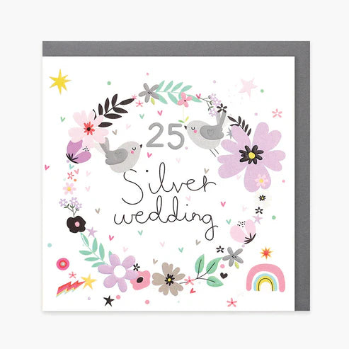 Belly Button Giftware 25th Anniversary Card - Wreath